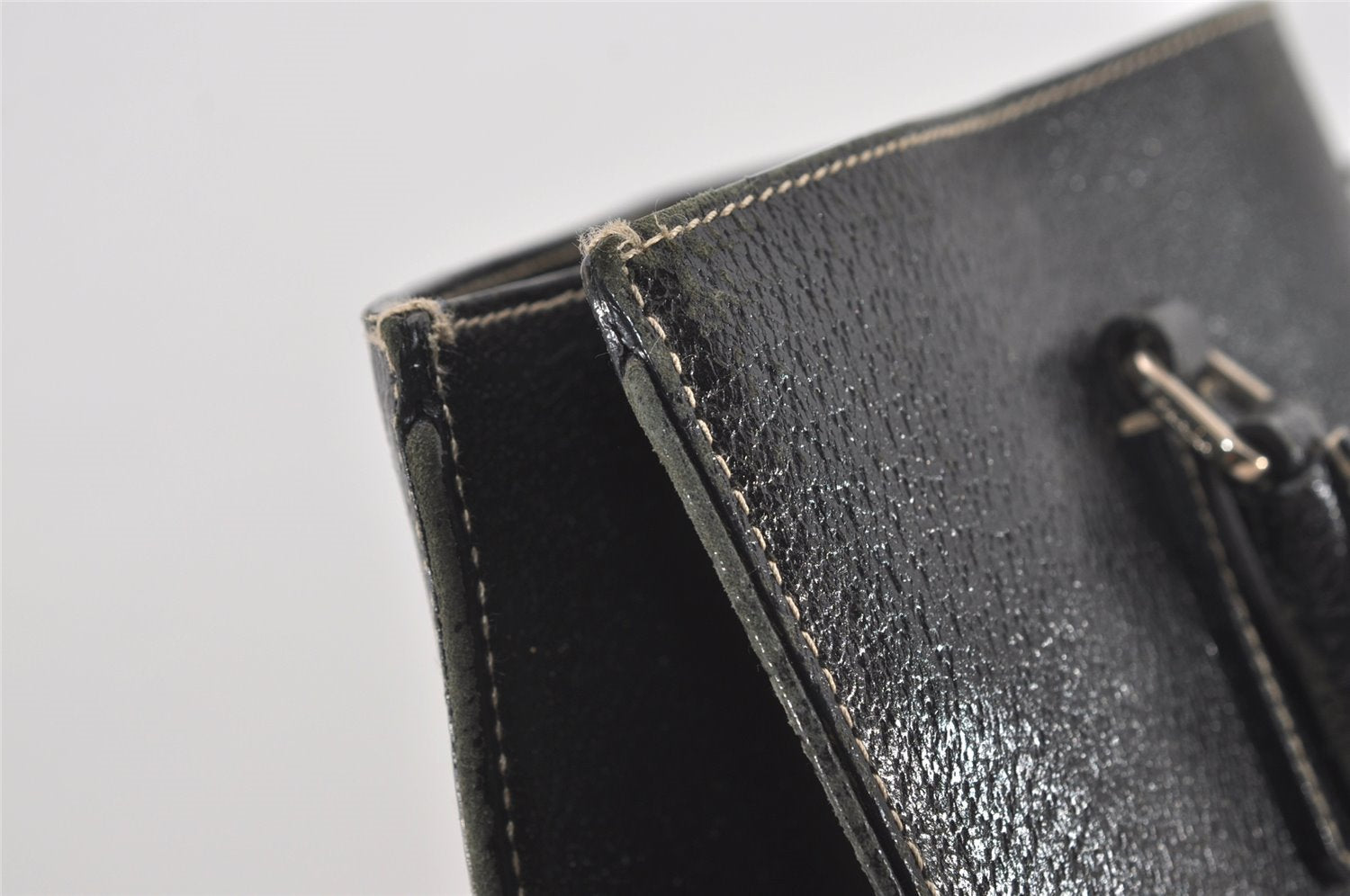 Authentic PRADA Vintage Leather Shoulder Tote Bag Black 9887I