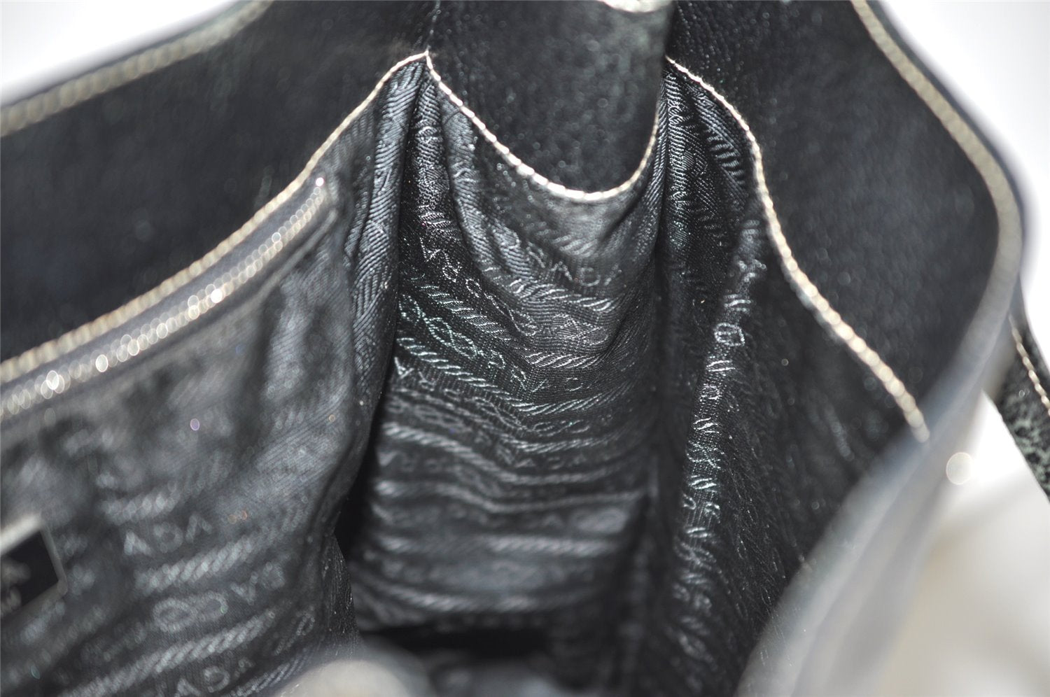 Authentic PRADA Vintage Leather Shoulder Tote Bag Black 9887I