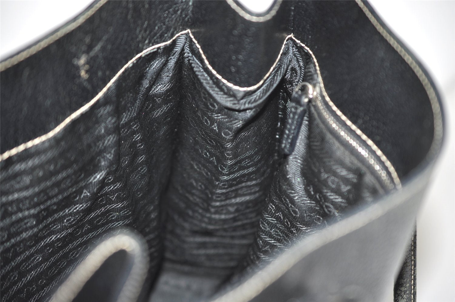 Authentic PRADA Vintage Leather Shoulder Tote Bag Black 9887I