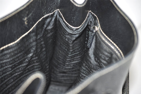 Authentic PRADA Vintage Leather Shoulder Tote Bag Black 9887I
