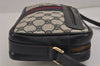 Authentic GUCCI Sherry Line Shoulder Cross Body Bag GG PVC Leather Navy 9887J