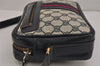 Authentic GUCCI Sherry Line Shoulder Cross Body Bag GG PVC Leather Navy 9887J