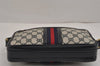 Authentic GUCCI Sherry Line Shoulder Cross Body Bag GG PVC Leather Navy 9887J