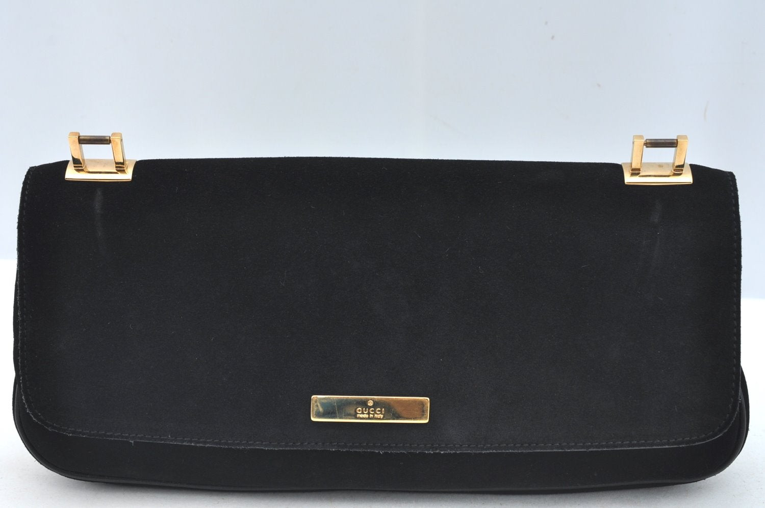 Authentic GUCCI Bamboo Hand Shoulder Bag Purse Suede Leather Black Junk 9889H