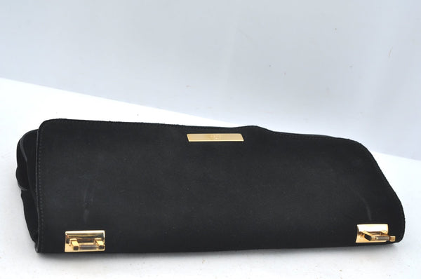Authentic GUCCI Bamboo Hand Shoulder Bag Purse Suede Leather Black Junk 9889H