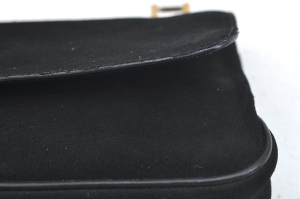 Authentic GUCCI Bamboo Hand Shoulder Bag Purse Suede Leather Black Junk 9889H