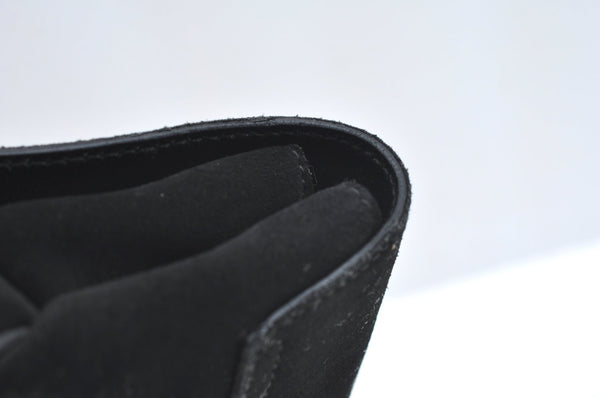 Authentic GUCCI Bamboo Hand Shoulder Bag Purse Suede Leather Black Junk 9889H