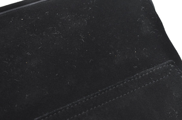 Authentic GUCCI Bamboo Hand Shoulder Bag Purse Suede Leather Black Junk 9889H