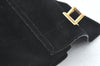 Authentic GUCCI Bamboo Hand Shoulder Bag Purse Suede Leather Black Junk 9889H