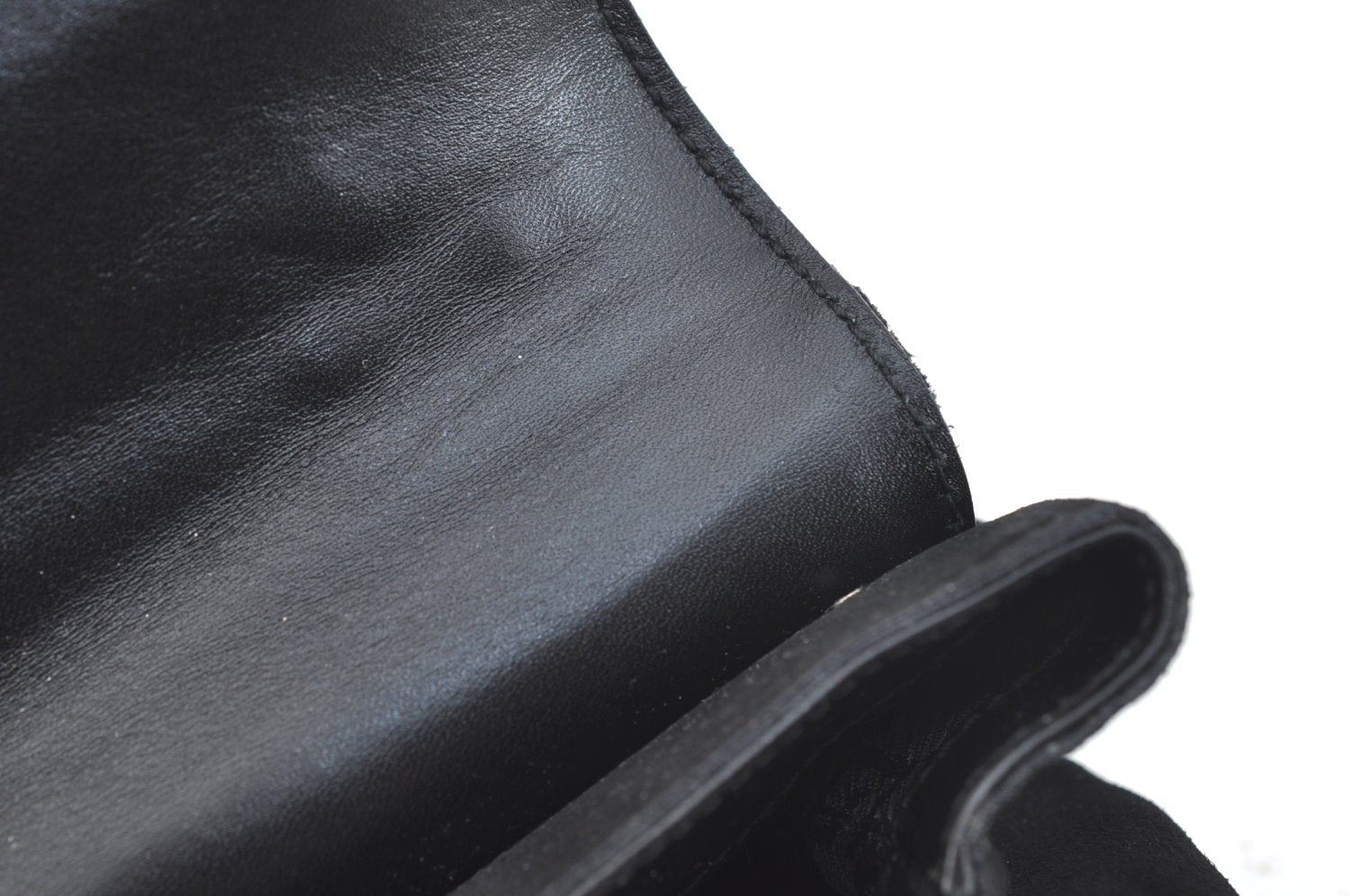 Authentic GUCCI Bamboo Hand Shoulder Bag Purse Suede Leather Black Junk 9889H