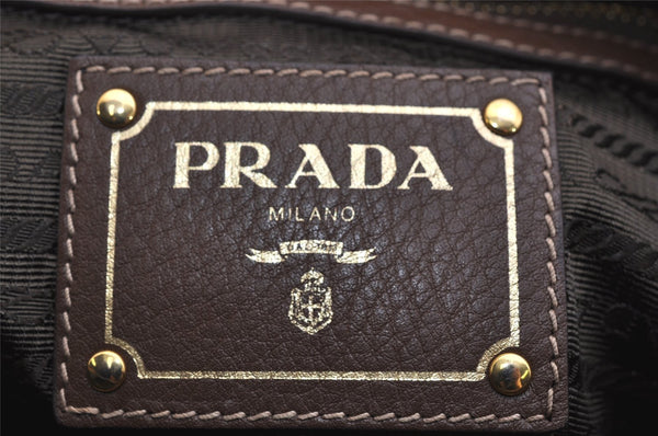 Authentic PRADA Vintage Nylon Tessuto Leather 2Way Shoulder Hand Bag Brown 9889J