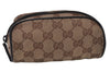 Authentic GUCCI Vintage Pouch Purse GG Canvas Leather 138044 Brown 9891I