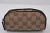 Authentic GUCCI Vintage Pouch Purse GG Canvas Leather 138044 Brown 9891I