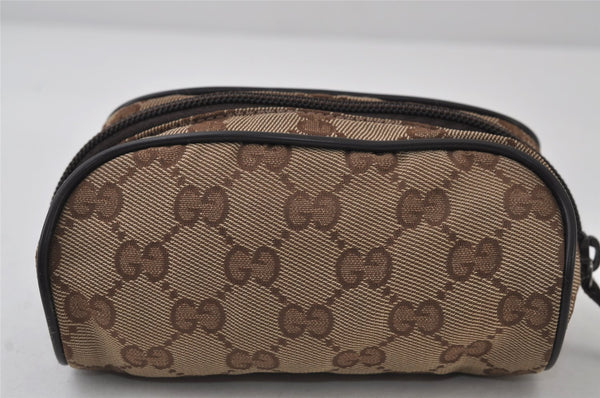 Authentic GUCCI Vintage Pouch Purse GG Canvas Leather 138044 Brown 9891I