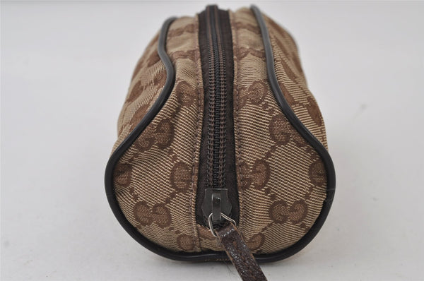 Authentic GUCCI Vintage Pouch Purse GG Canvas Leather 138044 Brown 9891I