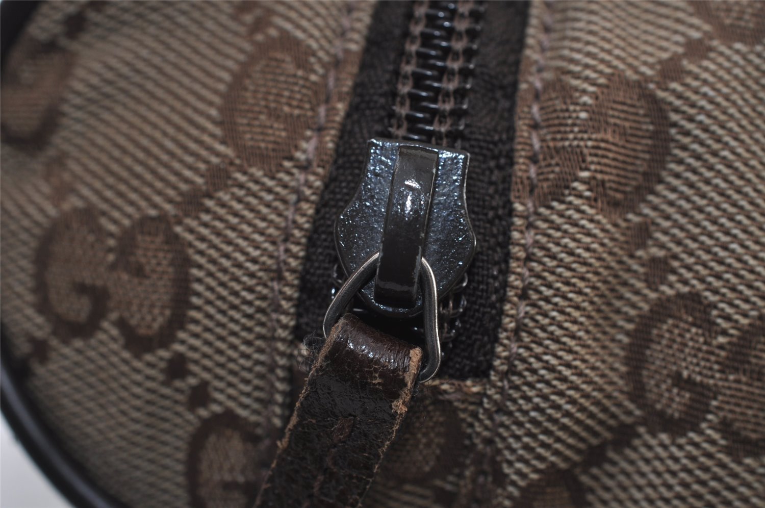 Authentic GUCCI Vintage Pouch Purse GG Canvas Leather 138044 Brown 9891I