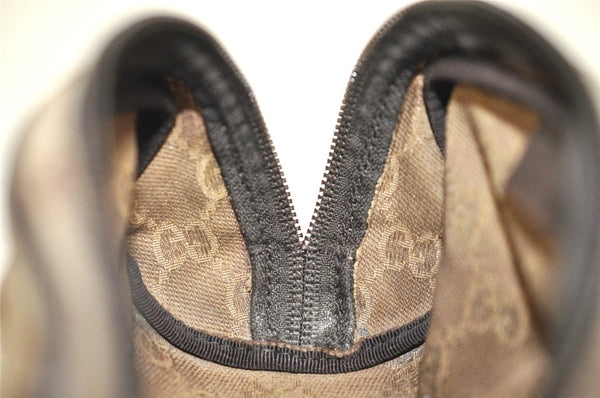 Authentic GUCCI Vintage Pouch Purse GG Canvas Leather 138044 Brown 9891I