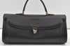 Authentic Burberrys Vintage Leather Hand Bag Purse Black 9891J