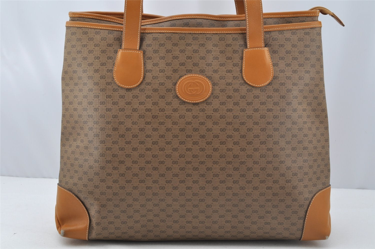 Authentic GUCCI Vintage Micro GG PVC Leather Shoulder Tote Bag Brown Junk 9892I