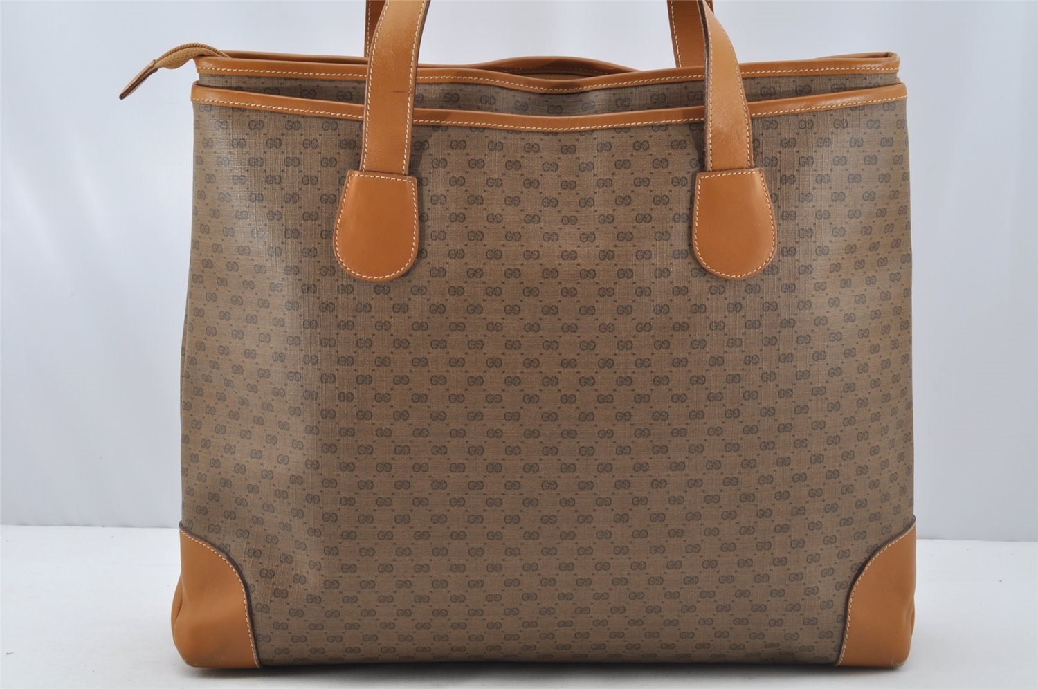 Authentic GUCCI Vintage Micro GG PVC Leather Shoulder Tote Bag Brown Junk 9892I