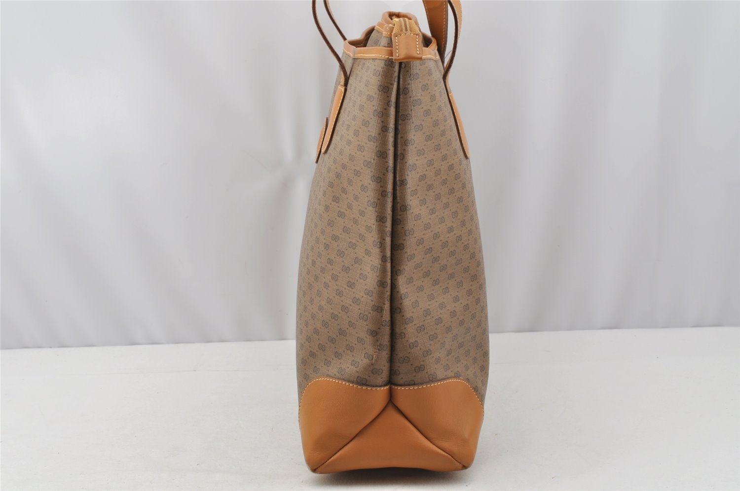 Authentic GUCCI Vintage Micro GG PVC Leather Shoulder Tote Bag Brown Junk 9892I