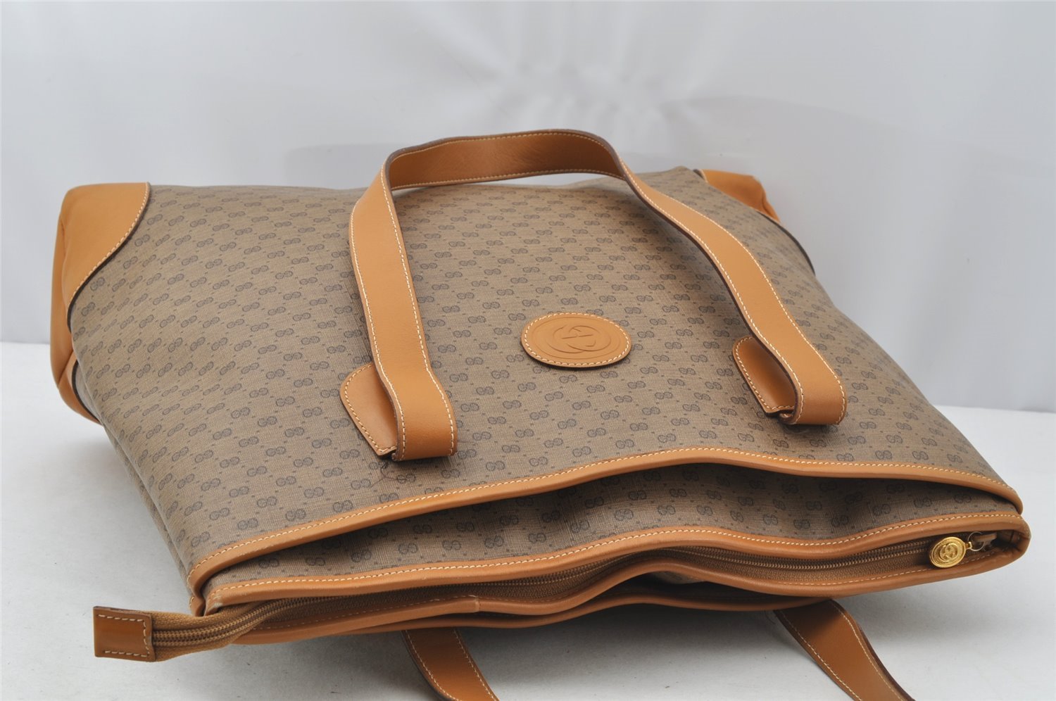 Authentic GUCCI Vintage Micro GG PVC Leather Shoulder Tote Bag Brown Junk 9892I