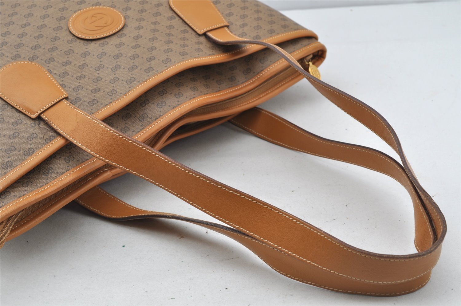 Authentic GUCCI Vintage Micro GG PVC Leather Shoulder Tote Bag Brown Junk 9892I