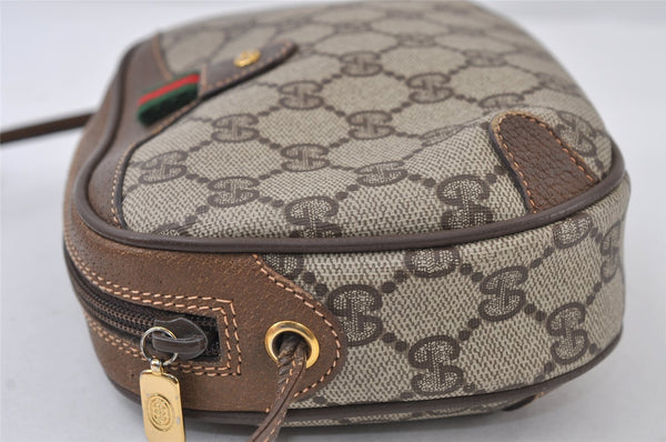 Authentic GUCCI Web Sherry Line Shoulder Cross Bag GG PVC Leather Brown 9893I