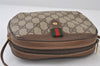 Authentic GUCCI Web Sherry Line Shoulder Cross Bag GG PVC Leather Brown 9893I