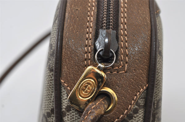 Authentic GUCCI Web Sherry Line Shoulder Cross Bag GG PVC Leather Brown 9893I