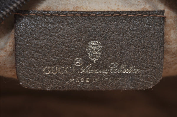 Authentic GUCCI Web Sherry Line Shoulder Cross Bag GG PVC Leather Brown 9893I