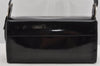 Authentic Salvatore Ferragamo Vara Shoulder Bag Purse Enamel Black SF 9893J