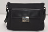 Authentic GUCCI Vintage Shoulder Bag Purse Canvas Leather Black 9895I