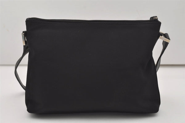 Authentic GUCCI Vintage Shoulder Bag Purse Canvas Leather Black 9895I