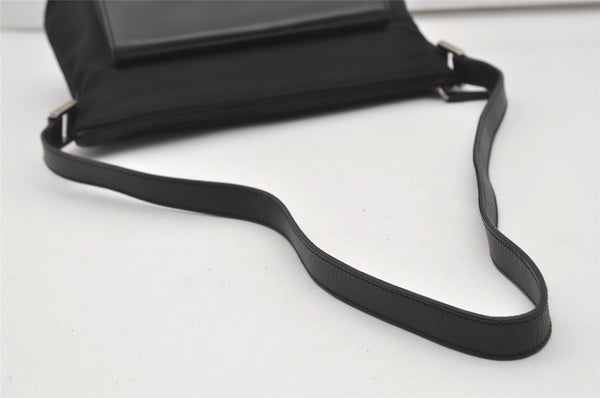 Authentic GUCCI Vintage Shoulder Bag Purse Canvas Leather Black 9895I