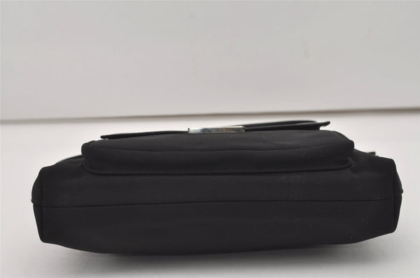 Authentic GUCCI Vintage Shoulder Bag Purse Canvas Leather Black 9895I