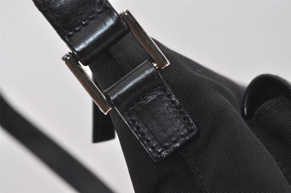 Authentic GUCCI Vintage Shoulder Bag Purse Canvas Leather Black 9895I