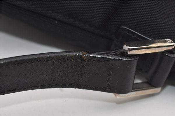 Authentic GUCCI Vintage Shoulder Bag Purse Canvas Leather Black 9895I