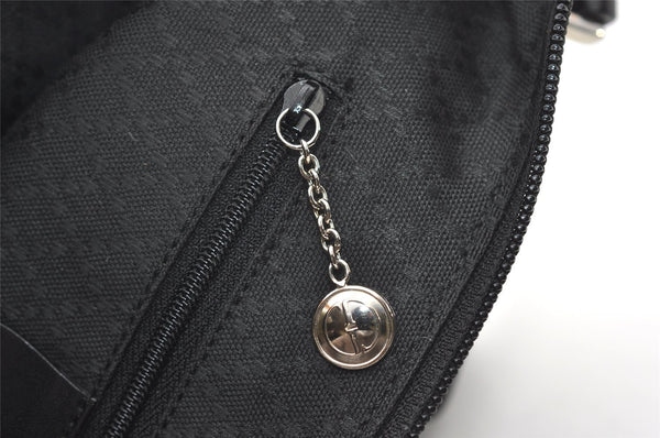 Authentic GUCCI Vintage Shoulder Bag Purse Canvas Leather Black 9895I