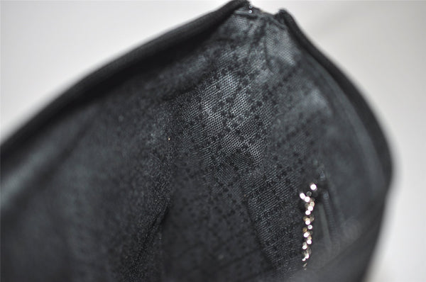 Authentic GUCCI Vintage Shoulder Bag Purse Canvas Leather Black 9895I