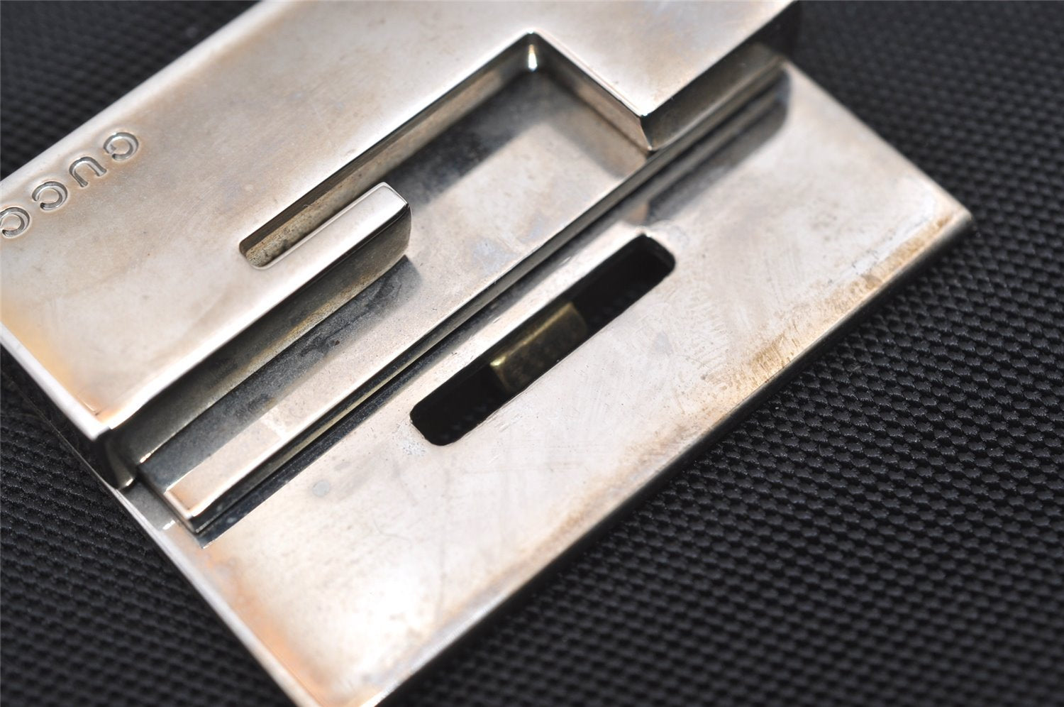 Authentic GUCCI Vintage Shoulder Bag Purse Canvas Leather Black 9895I