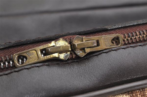 Authentic Christian Dior Vintage Trotter Shoulder Bag Canvas Leather Brown 9895J