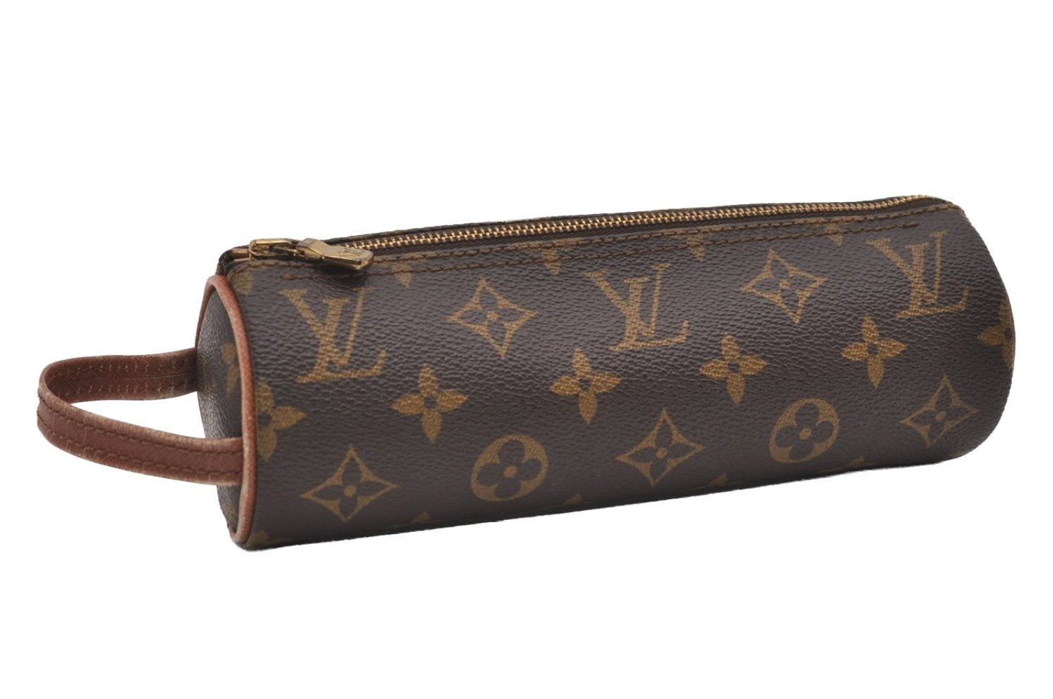 Auth Louis Vuitton Monogram Trousse Ronde Pen Case Pouch M47626 Old Model 9896I