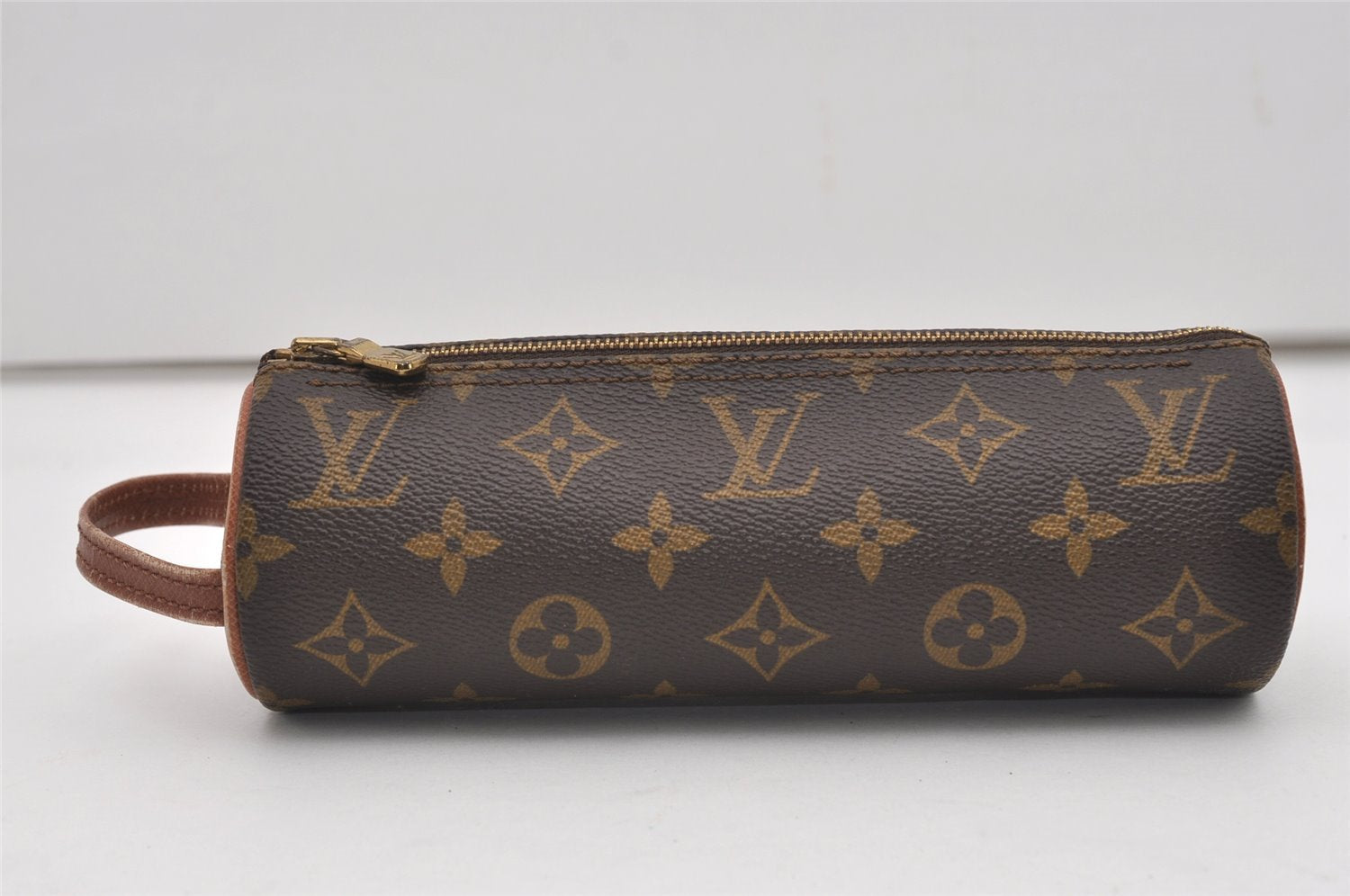 Auth Louis Vuitton Monogram Trousse Ronde Pen Case Pouch M47626 Old Model 9896I