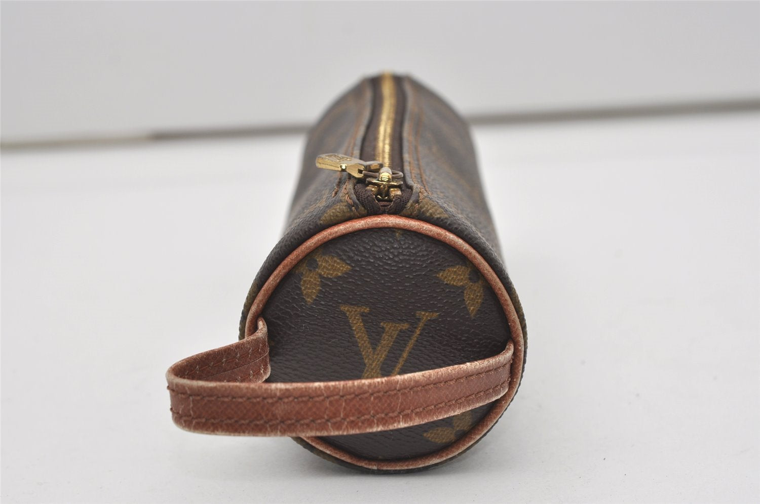 Auth Louis Vuitton Monogram Trousse Ronde Pen Case Pouch M47626 Old Model 9896I