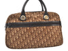 Authentic Christian Dior Trotter Tote Hand Bag Canvas Leather Brown 9896J