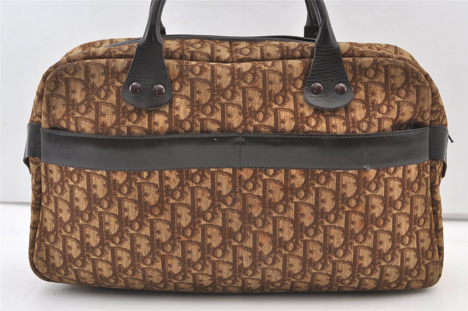 Authentic Christian Dior Trotter Tote Hand Bag Canvas Leather Brown 9896J