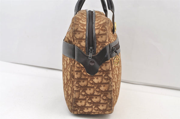 Authentic Christian Dior Trotter Tote Hand Bag Canvas Leather Brown 9896J