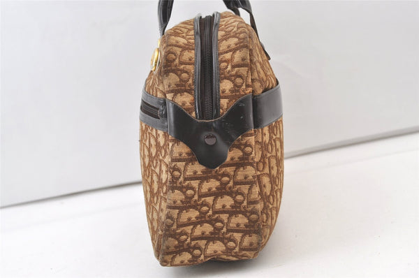 Authentic Christian Dior Trotter Tote Hand Bag Canvas Leather Brown 9896J