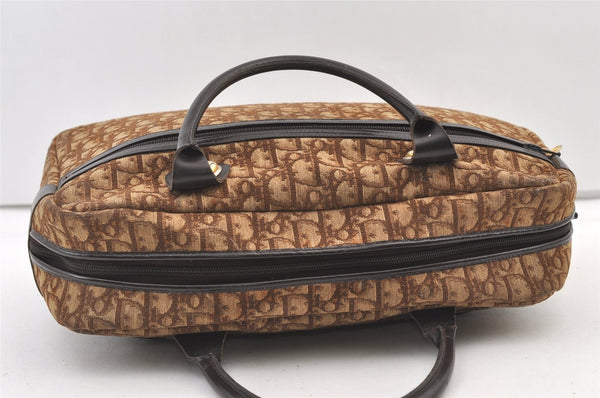 Authentic Christian Dior Trotter Tote Hand Bag Canvas Leather Brown 9896J